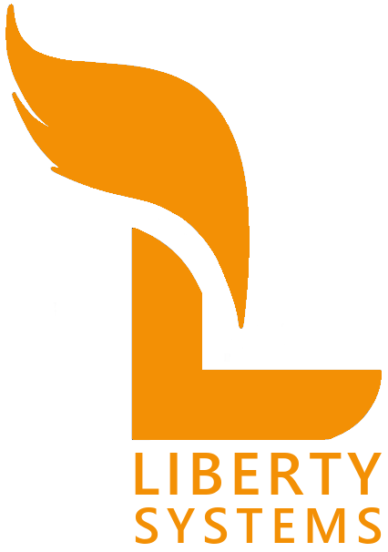 Liberty Systems Logo Feathered Flaming Orange L